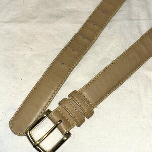 Women's Belt Beige Vintage Leather Casual Dress Ladies M